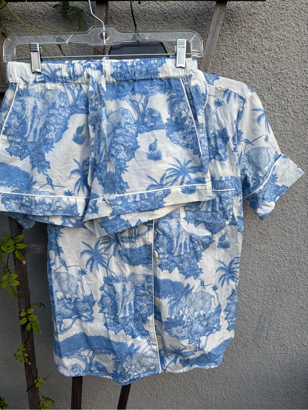 Desmond and Dempsey SHORT SLEEVE PYJAMA SET LOXODONTA BLUE New with Tags! - Picture 11 of 12